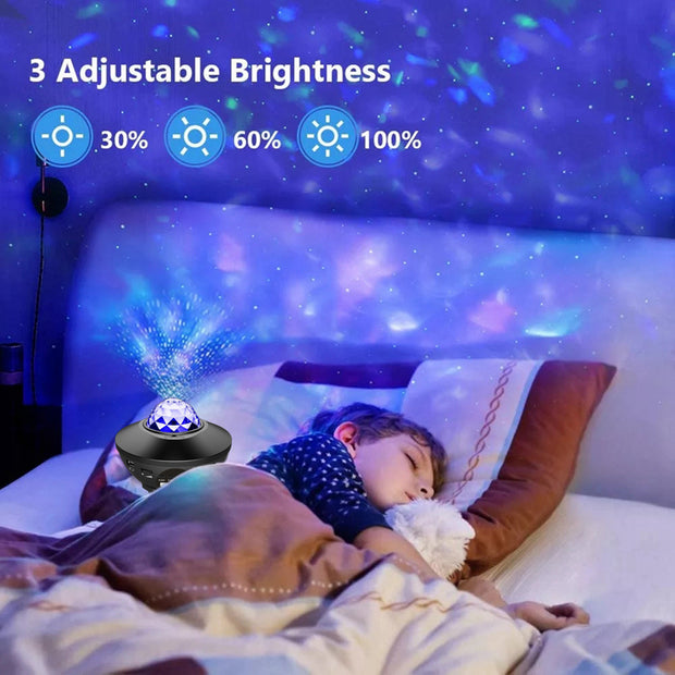 Yıldız Projektör, Bluetooth Hoparlörlü LED Gece Işığı Projektörü, Uzaktan Kumandalı, Galaxy Gece Lambası, Yatak Odası