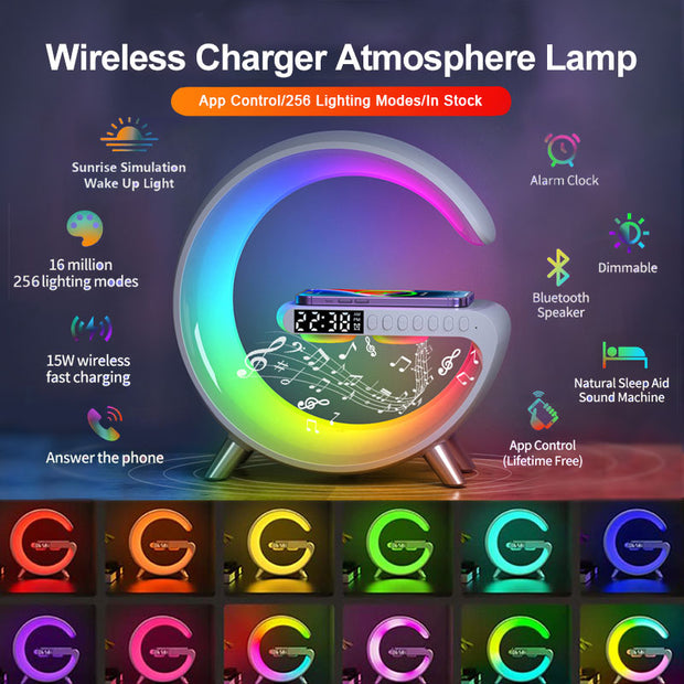 Akıllı LED Lamba Bluetooth Speak Kablosuz Şarj Cihazı Uygulama Kontrollü